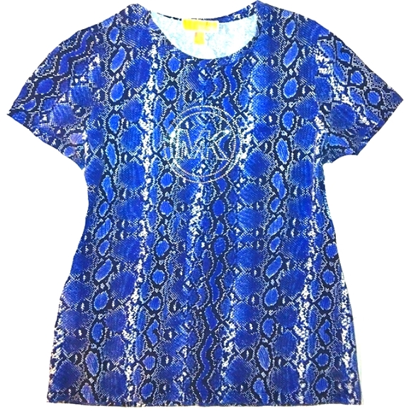 Nearly New MICHAEL KORS beautiful Python print MK studded Short Sleeve T… - Picture 1 of 10